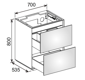 Тумба под раковину напольная Keuco Edition Lignatur 33340 800013 700x800x535 мм фасад орех, корпус орех
