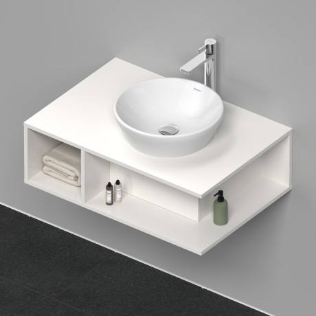 Тумба подвесная под раковину DURAVIT D-Neo DE495802222 800 мм х 550 мм, с консолью, с открытой полкой слева, белый глянцевый