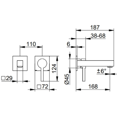 Смеситель для раковины однорычажный KEUCO Edition 90 Square 59116 010201 187 мм, встраиваемый, хром