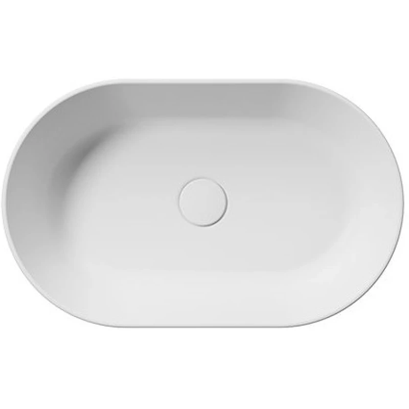 Раковина накладная овальная GSI KUBE X 945809 600 мм х 370 мм, без перелива, без отверстия под смеситель, цвет Белый матовый
