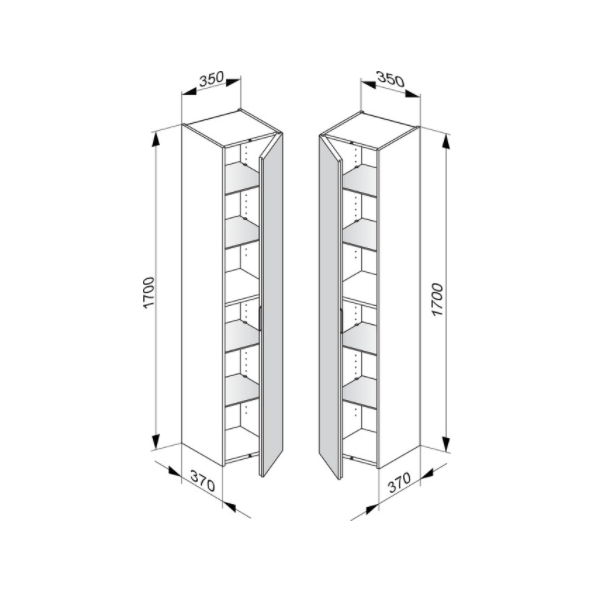 Шкаф - пенал высокий подвесной KEUCO EDITION 11 31330 890002 петли справа, 4 стеклянные полки, корпус/фасад шпон, светлый дуб