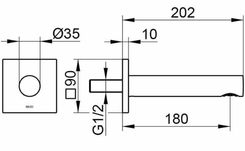 Излив для ванны Keuco IXMO 59545 010102 202 мм квадратное основание хром