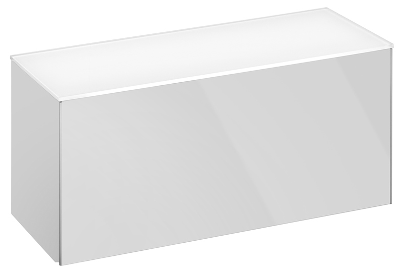 Боковая тумба Keuco Royal Reflex 34010 210000 800x370x335 мм 1 ящик корпус белый глянец фасад белое стекло