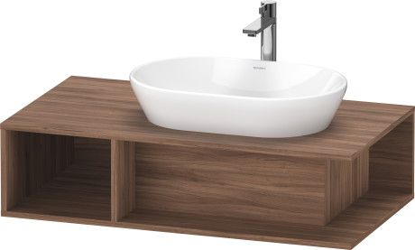 Тумба подвесная под раковину справа DURAVIT D-Neo DE495907979 1000 мм х 550 мм, с открытой боковой полкой слева и консолью, орех натуральный