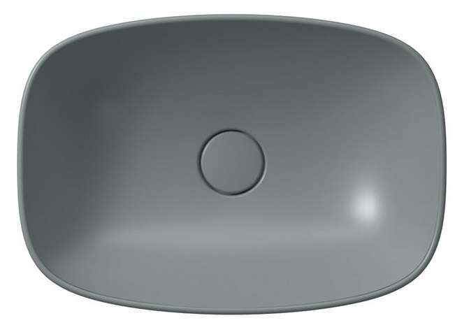 Раковина-чаша накладная овальная GSI NUBES 9784PVC04 500 мм х 350 мм, без отверстия под смеситель, без перелива, с донным клапаном, цвет Agave Matte