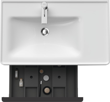 Тумба подвесная под раковину DURAVIT D-Neo DE425804949 784 мм х 452 мм, с выдвижным ящиком и открытой боковой полкой, графит матовый