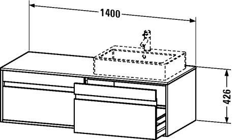 Тумба подвесная под раковину Duravit Ketho KT6697L7979 с дакмя выдвижными ящиками, орех натуральный
