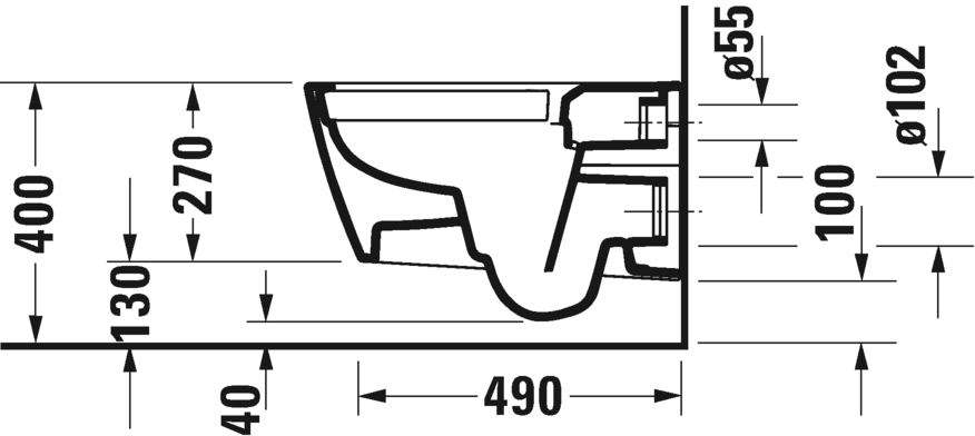 Подвесной унитаз Duravit  Viu  2511090000  57 см  безободковый (Rimless)