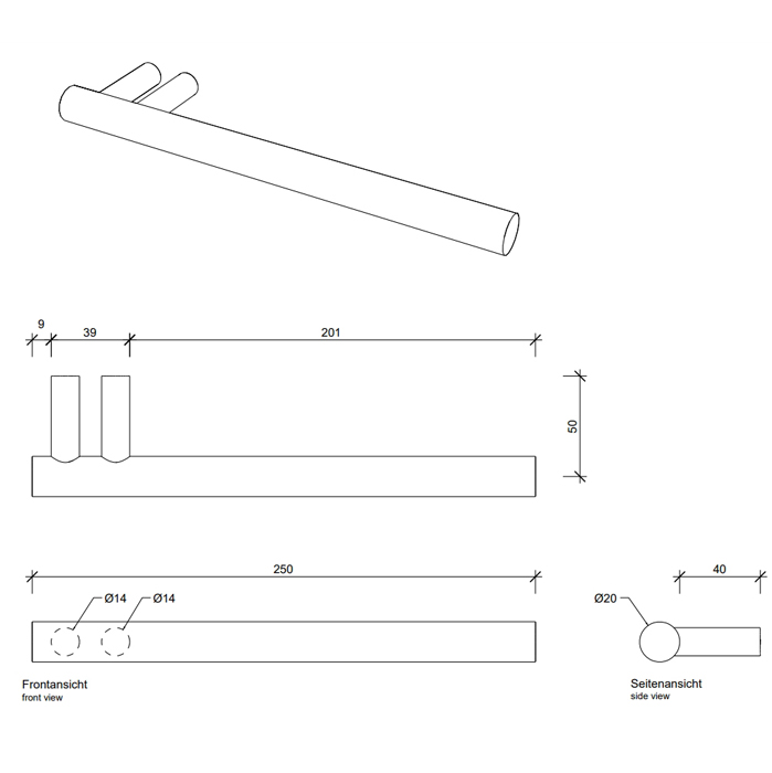 Полотенцедержатель DECOR WALTHER  BAR HTH   0856500    Ø 2 X 25 X 6 см, латунь, цвет Хром