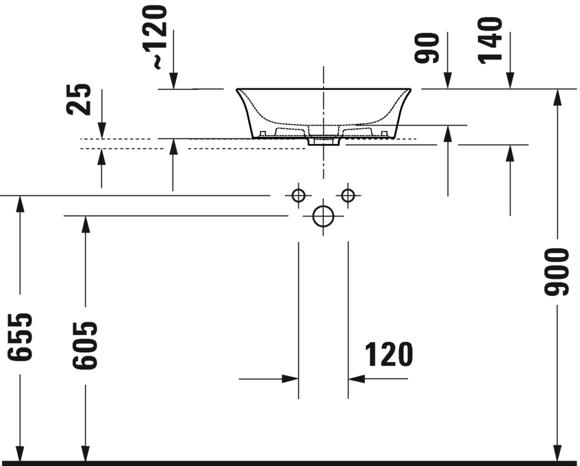 Раковина круглая встраиваемая Duravit White Tulip 2362430079 диаметр 430 мм, без отверстия под смеситель, без перелива, белая