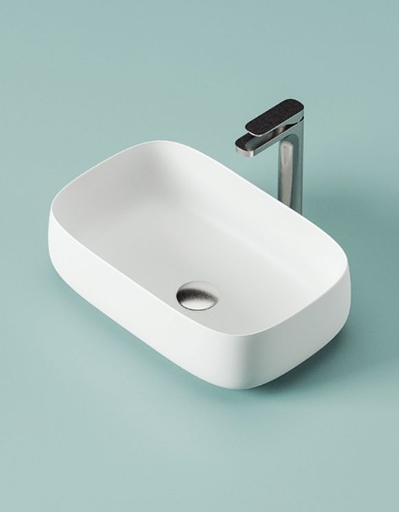 Раковина накладная ARTCERAM COGNAC QUADRO COL009 17 00 560 мм х 410 мм, без отверстия под смеситель, без перелива, чёрный матовый