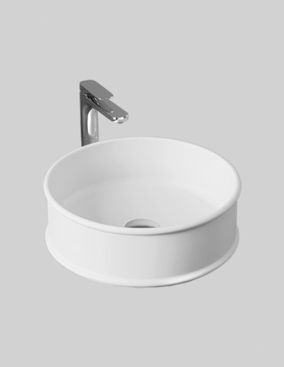 Раковина круглая накладная ARTCERAM ATELIER ATL001 17 00 440 мм х 440 мм, без отверстия под смеситель, без перелива, чёрный матовый