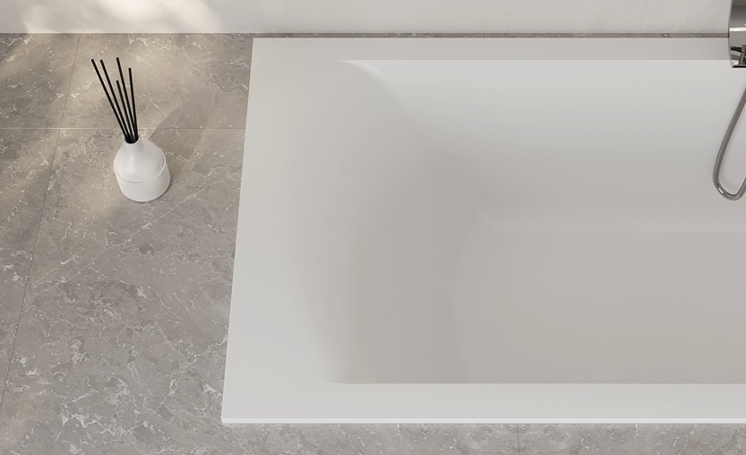 Встраиваемая ванна с прямоугольной чашей CASCATA KIT 104323M 1698х747х600 мм, S-Stone, регулируемые ножки, донный клапан "Click-Clack", сифон, интегрированный слив-перелив, цвет Белый матовый