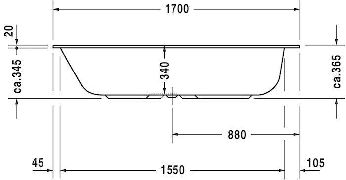 Акриловая встраиваемая ванна Duravit DuraStyle 7002310000000 1700 х 750