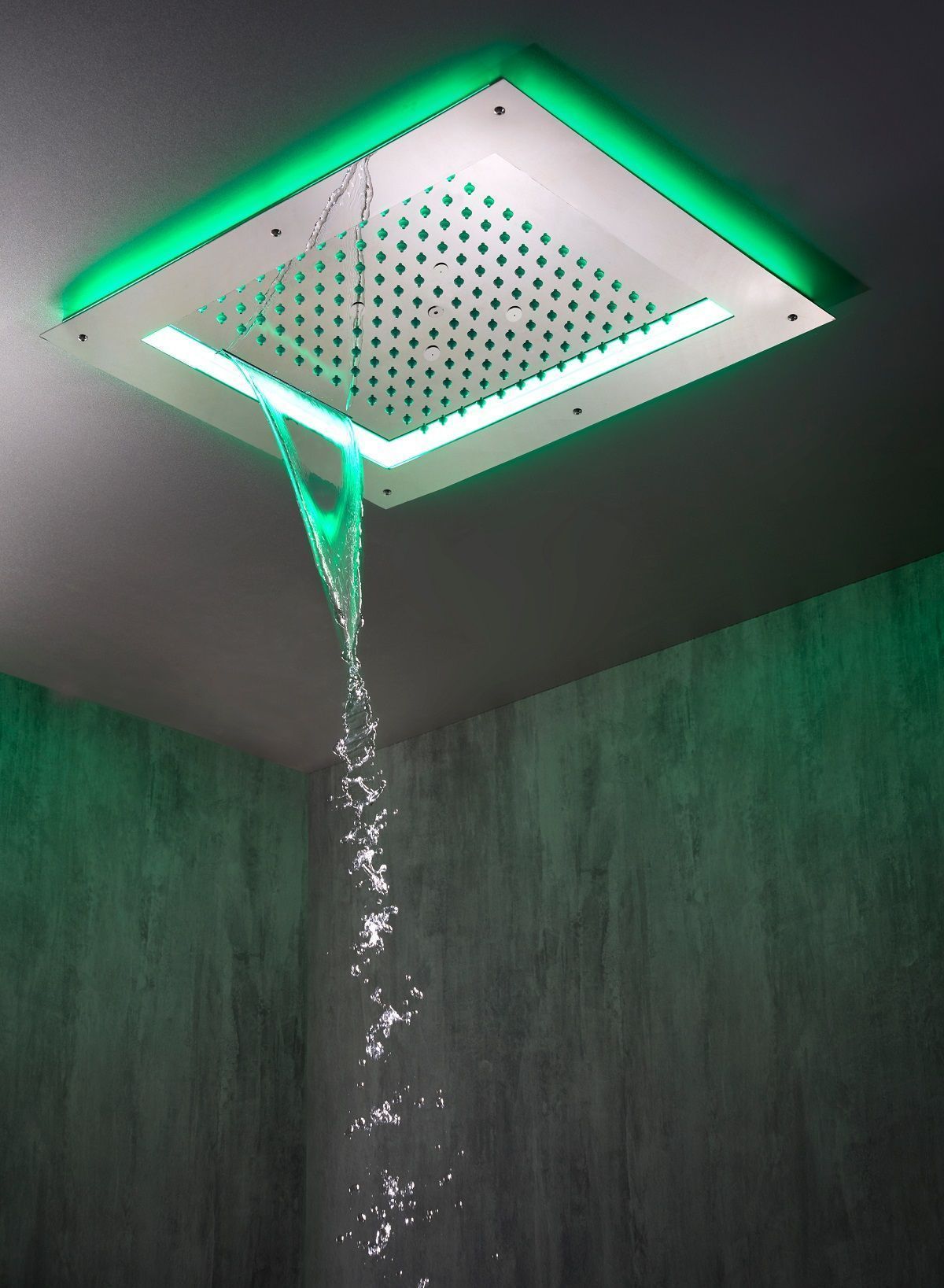 Верхний душ с накладной рамой и хромотерапией BOSSINI FRAME/3 RGB LIGHTS HI0930.030 600 мм х 500 мм, с 3 режимами струи, Хром