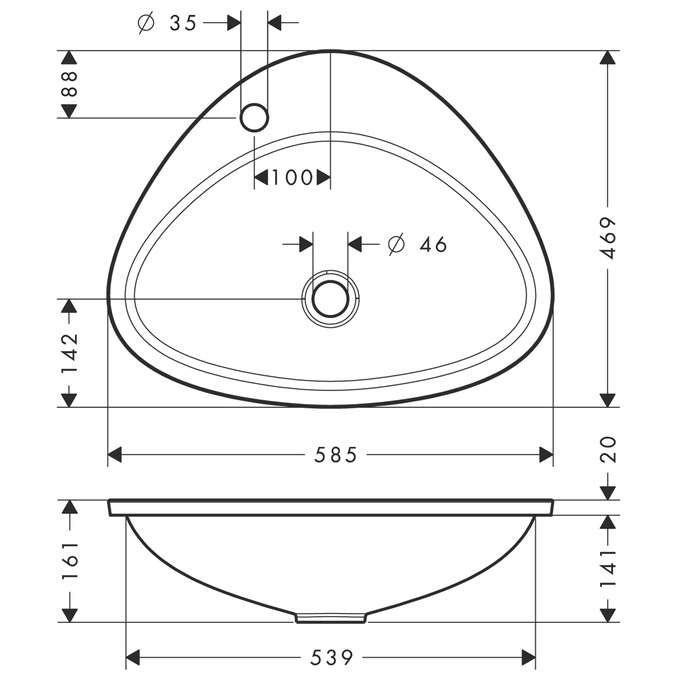 Раковина AXOR Massaud 42310000 49x59x4 см, белый