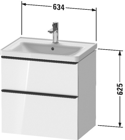 Тумба подвесная под раковину DURAVIT D-Neo DE435402222 634 мм х 452 мм, с выдвижным ящиком и выдвижным отделением, белый глянцевый