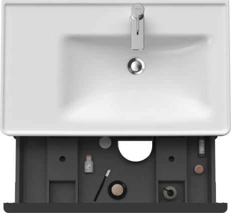 Тумба подвесная под раковину DURAVIT D-Neo DE435804949 784 мм х 452 мм, с выдвижным ящиком и выдвижным отделением, графит матовый