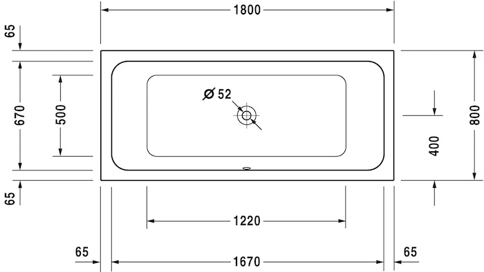 Акриловая встраиваемая ванна Duravit D-Code 700101000000000 1800 х 800