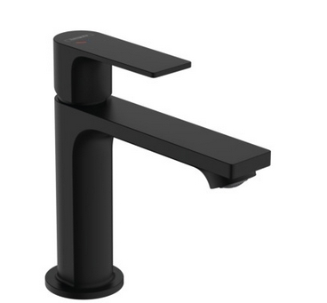 Смеситель однорычажный для раковины HANSGROHE REBRIS E 72589670 110 мм, с CoolStart, c донным клапаном, чёрный матовый