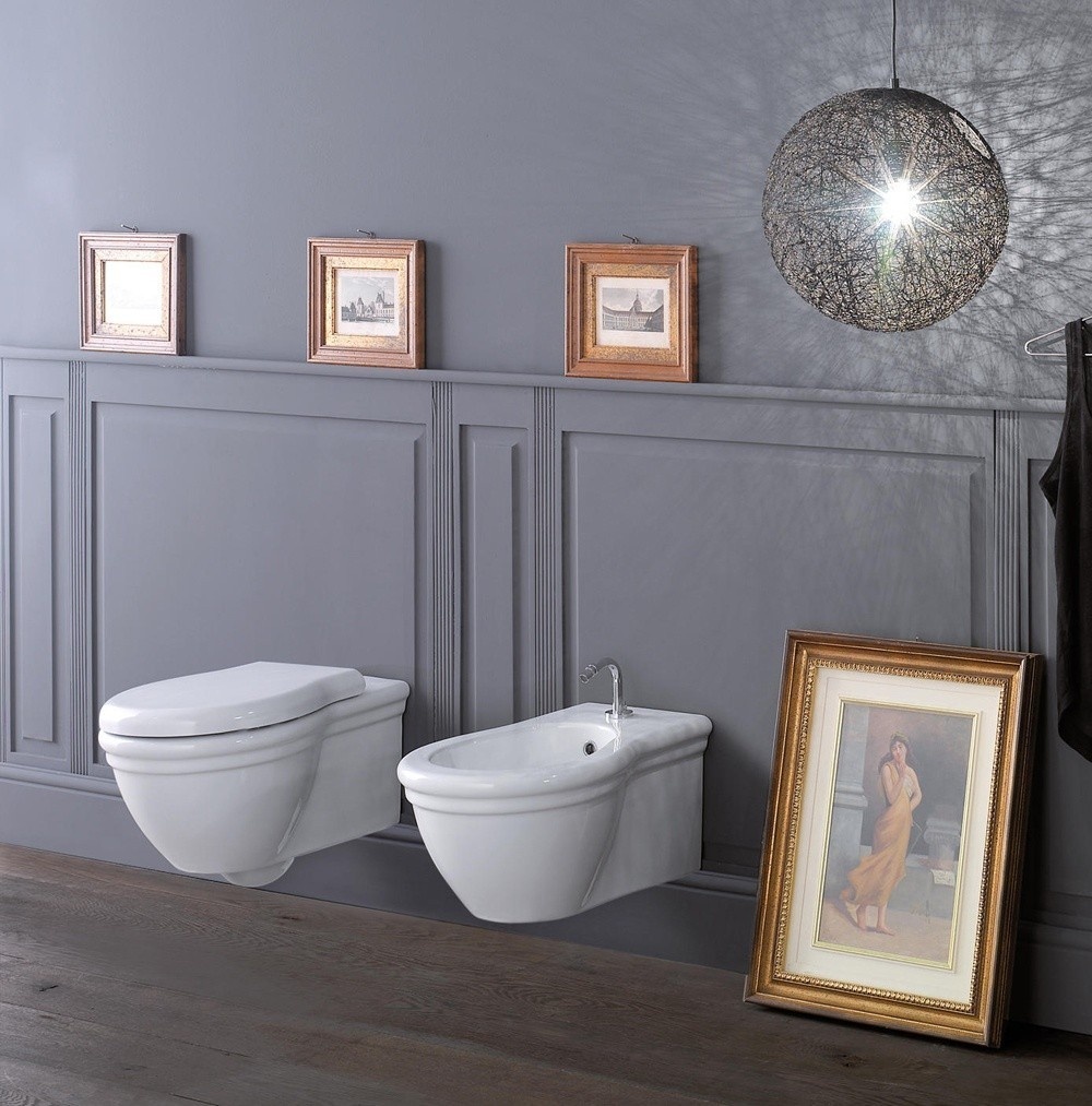 Унитаз подвесной GLOBO PAESTUM PAS03BI 570 мм х 380 мм, с креплением, белый глянцевый