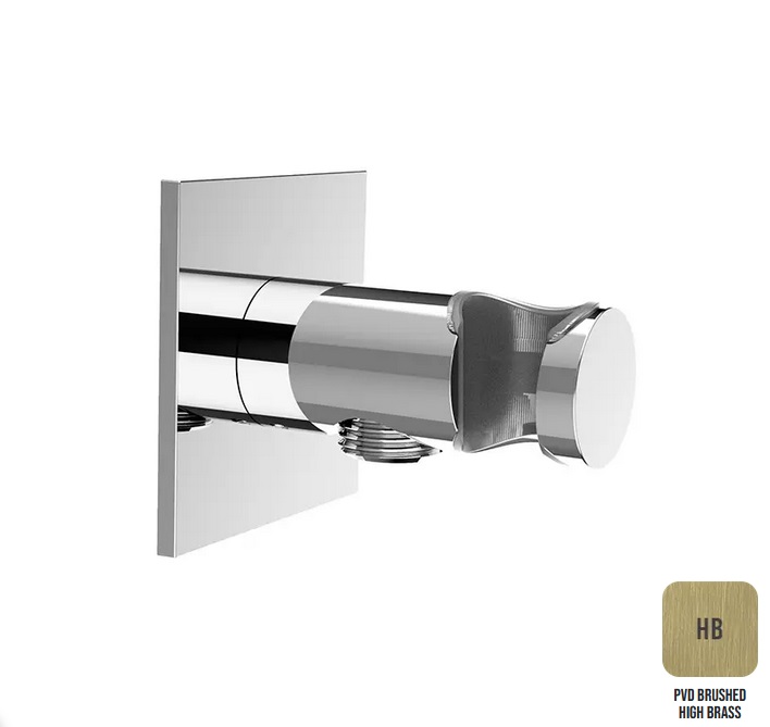 Вывод из стены с держателем для душа ALMAR SHOWER ACCESSORIES E095039.HB с квадратным отражателем, цвет High Brass