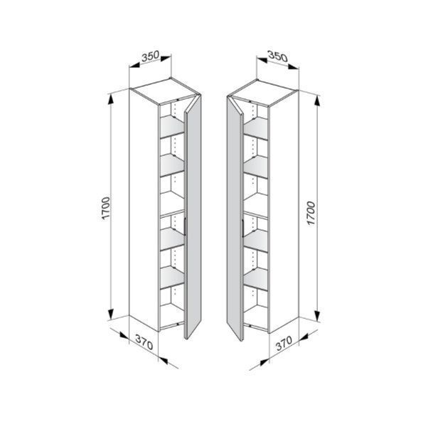 Шкаф - пенал высокий подвесной KEUCO EDITION 11 31330 890001 петли слева, 4 стеклянные полки, корпус/фасад шпон, светлый дуб