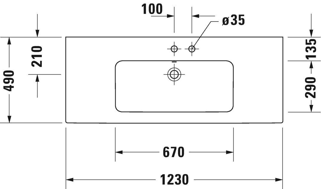 Раковина Duravit Me by Starck 2336120030 с 3 отверстиями под смеситель, с переливом, белая