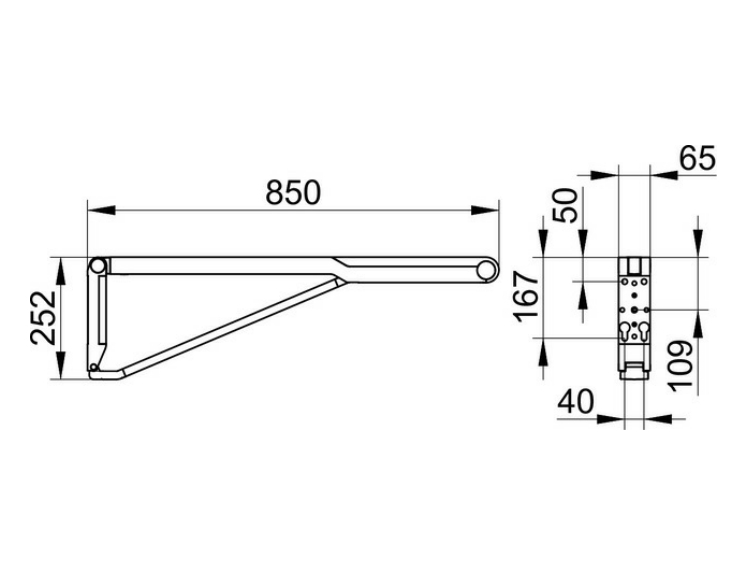 Складной поручень для установки справа и слева KEUCO AXESS 35003 010851 850 мм, цвет Хром/Белый