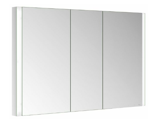 Зеркальный шкаф с подсветкой и подогревом для встраиваемого монтажа KEUCO Somaris 14514 003101 115 мм х 1200 мм х 710 мм, с 3 поворотными дверцами, цвет корпуса Зеркальный