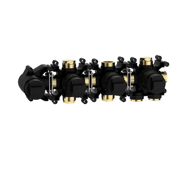 Встраиваемая внутренняя часть термостата ALMAR MODULAR PUSH E176910 на 2 потребителя, с модулем для ручного душа, цвет Чёрный