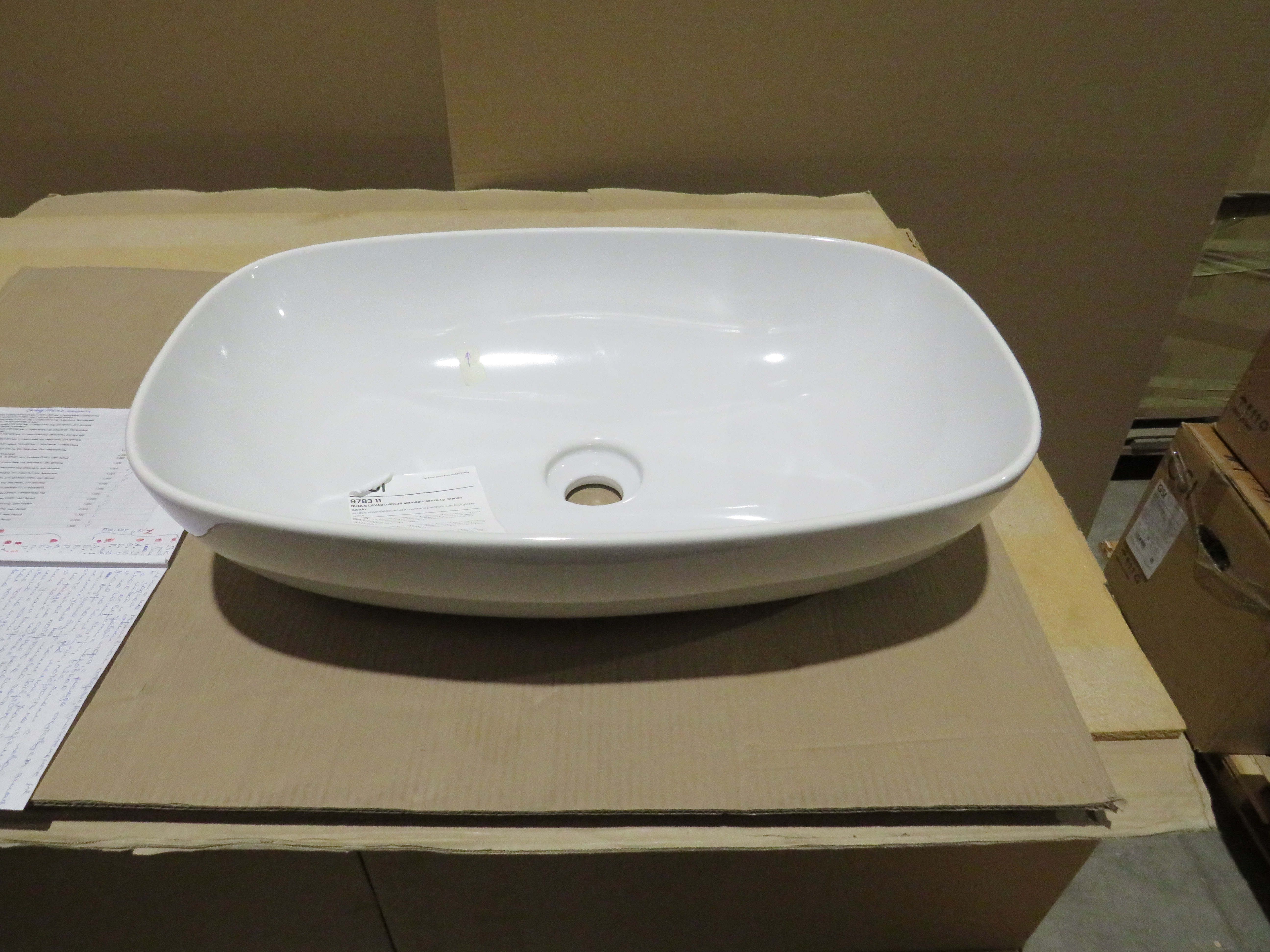 УЦЕНКА  Раковина - чаша GSI NUBES  978311_УЦ/1   600 мм х 380 мм, без отверстия под смеситель, без перелива, белая глянцевая / Дефект: укол в эмали