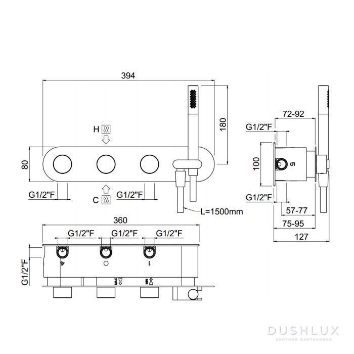 Встраиваемая часть для смесителя CARIMALI W21959CR c 5 выходами