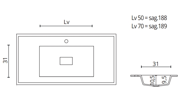 Раковина со столешницей BMT IKON COVER RIM 870 811 144 02.4 CR OQ 504 мм х 1440 мм, без отверстия под смеситель, Gres Pietra Grey