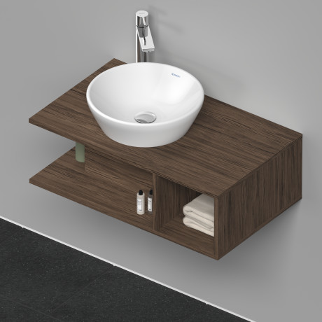 DURAVIT (D-Neo) Тумба подвесная 800 x 480 мм, с консолью, с открытой полкой справа, цвет орех темный