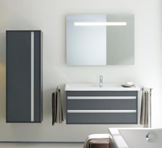 Тумба подвесная под раковину Duravit Ketho KT664504949 с двумя выдвижными ящиками, графит матовый