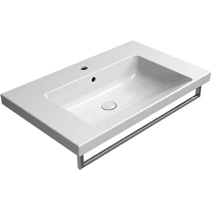 Раковина подвесная/встраиваемая GSI NORM 8634111 800 мм х 500 мм, с 1 отверстием под смеситель, с переливом, белая глянцевая