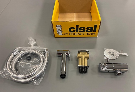 Гигиенический душ cо смесителем CISAL Idroscopini CV00797521 с выводом с держателем и прогрессивным картриджем, цвет Хром