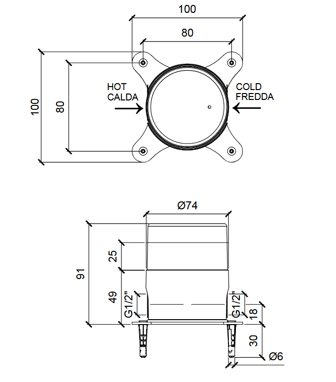 Встраиваемая часть напольного смесителя для ванны ALMAR WASH BASIN E134009 для E216000.хх