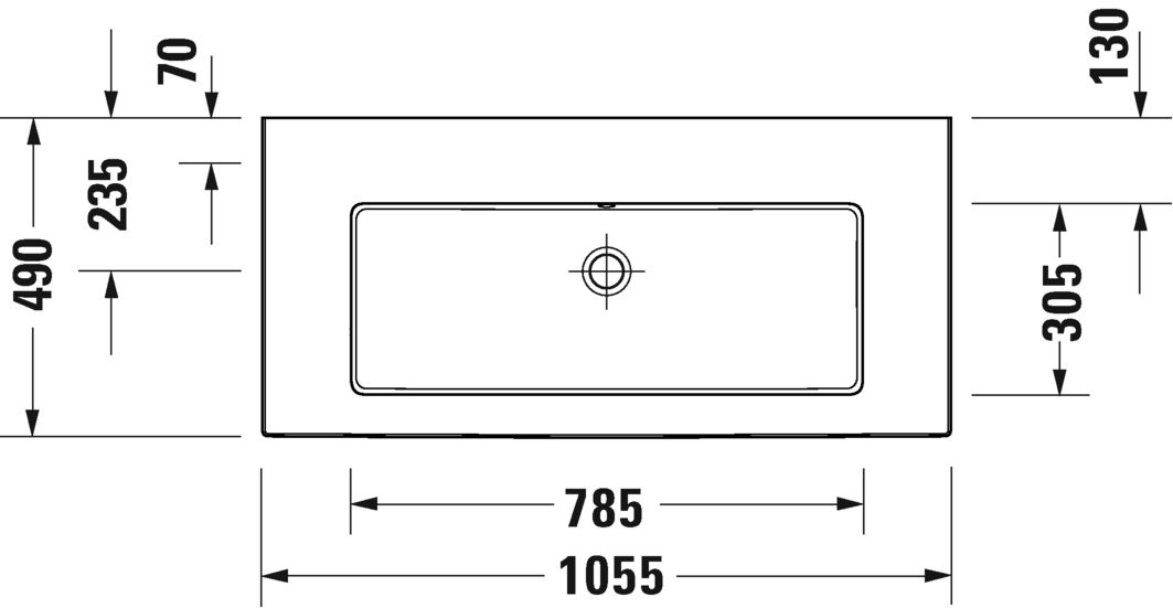 Раковина встраиваемая Duravit White Tulip 2363100060 1050 мм х 490 мм, без отверстия под смеситель, с переливом, белая