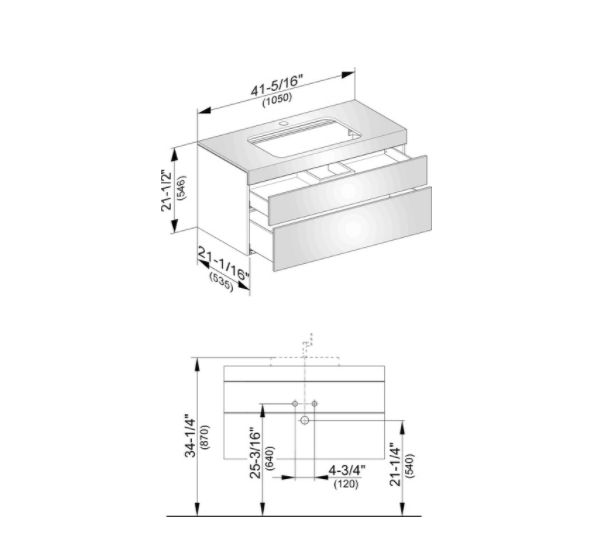 Тумба подвесная под раковину KEUCO EDITION 11 31572 390100 с двумя выдвижными ящиками, с отверстием под смеситель, корпус/фасад структурный лак, антрацит