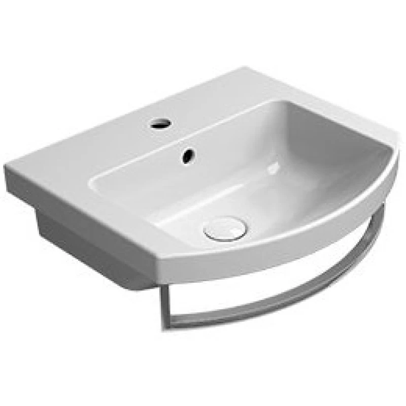 Раковина подвесная/встраиваемая GSI NORM 8646111 510 мм х 450 мм, с 1 отверстием под смеситель, с переливом, белая глянцевая