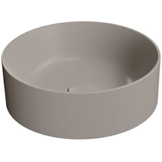 Раковина - чаша накладная круглая GSI KUBE X 942605 400 мм х 400 мм, без отверстия под смеситель, без перелива, цвет Tortora Matte