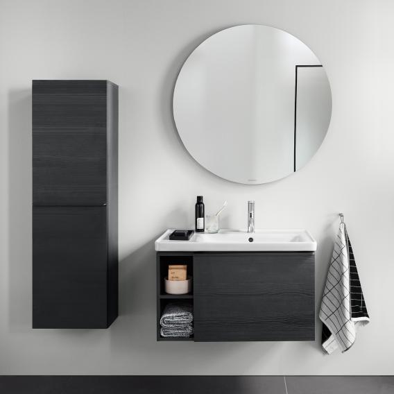 Тумба подвесная под раковину DURAVIT D-Neo DE425701616 784 мм х 452 мм, с выдвижным ящиком и открытой боковой полкой, чёрный дуб