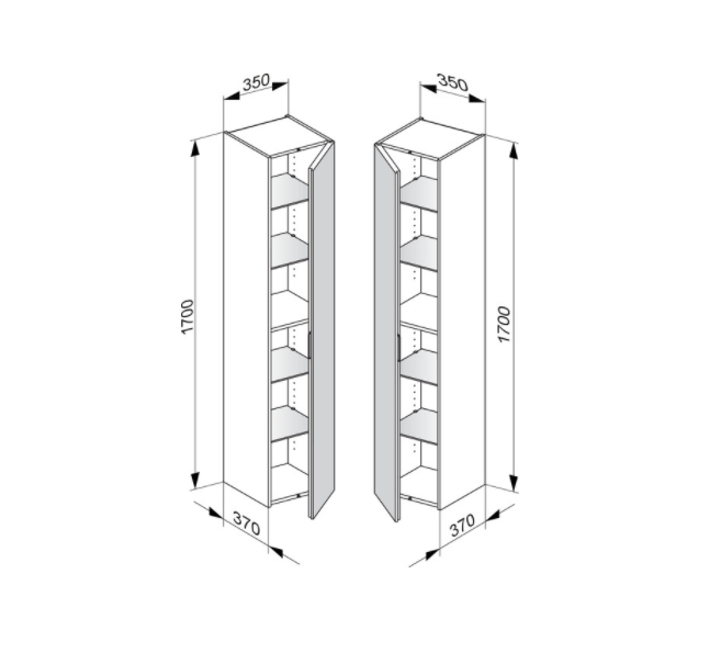 Шкаф - пенал высокий подвесной KEUCO EDITION 11 31330 140001 петли слева, 4 стеклянные полки, корпус матовый лак/фасад глянцевое стекло, трюфель