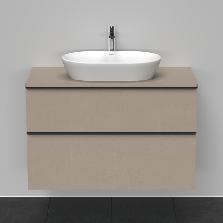Тумба подвесная под раковину DURAVIT D-Neo DE496807575 550 мм х 1000 мм, с двумя выдвижными ящиками и консолью, лён