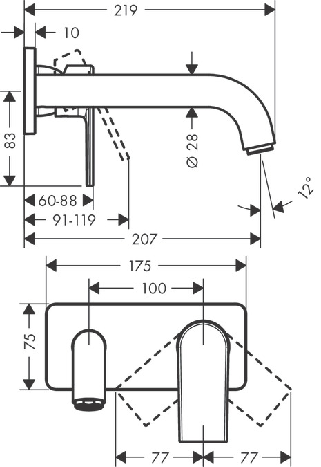 Смеситель для раковины HANSGROHE Vernis Shape 71578000 хром