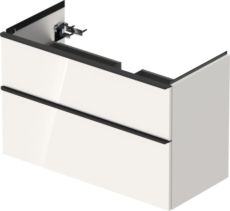 Тумба подвесная под раковину DURAVIT D-Neo DE435602222 984 мм х 452 мм, с выдвижным ящиком и выдвижным отделением, белый глянцевый