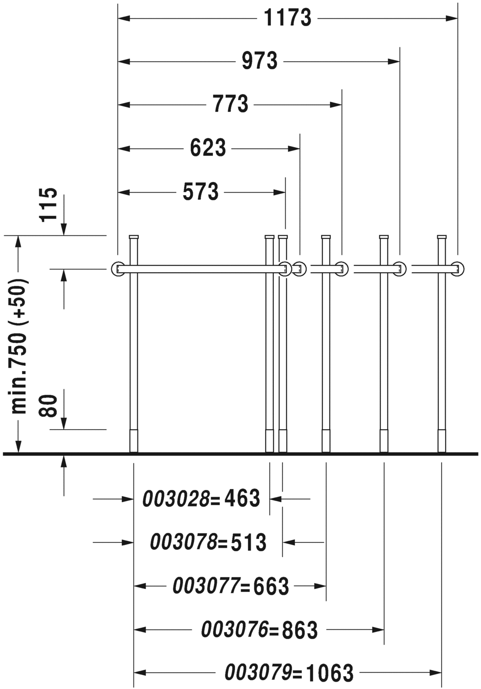 Консоль металлическая Duravit  Happy D.2  0030281000  57 см