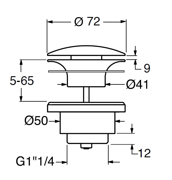 Донный клапан с открытым сливом GSI SPARES PVC26 для раковин без перелива, цвет черный матовый Ardesia 